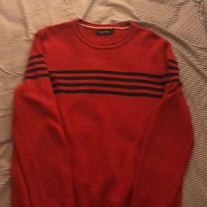 Red Nautica Sweater with blue stripes